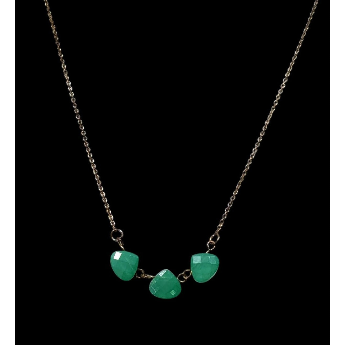 Charming Charlie Minimalist Green Faceted Gem Necklace