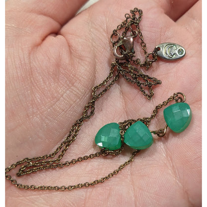 Charming Charlie Minimalist Green Faceted Gem Necklace
