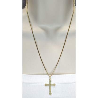 Classic Minimalist Vintage Gold Cross Pendant Necklace Box Chain Religious