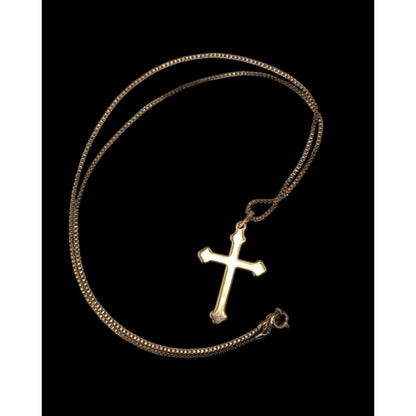 Classic Minimalist Vintage Gold Cross Pendant Necklace Box Chain Religious