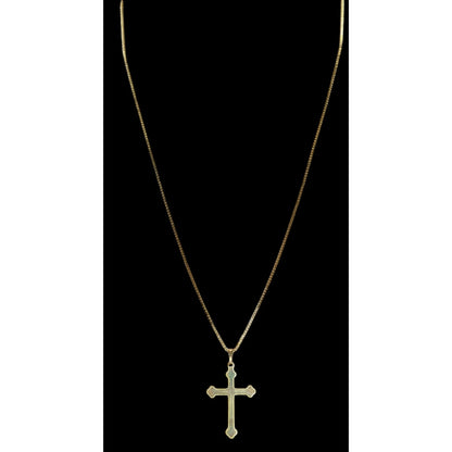 Classic Minimalist Vintage Gold Cross Pendant Necklace Box Chain Religious