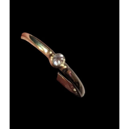 Minimalist Gold Tone Clear Single Gemmed Ring Size 6 3/4