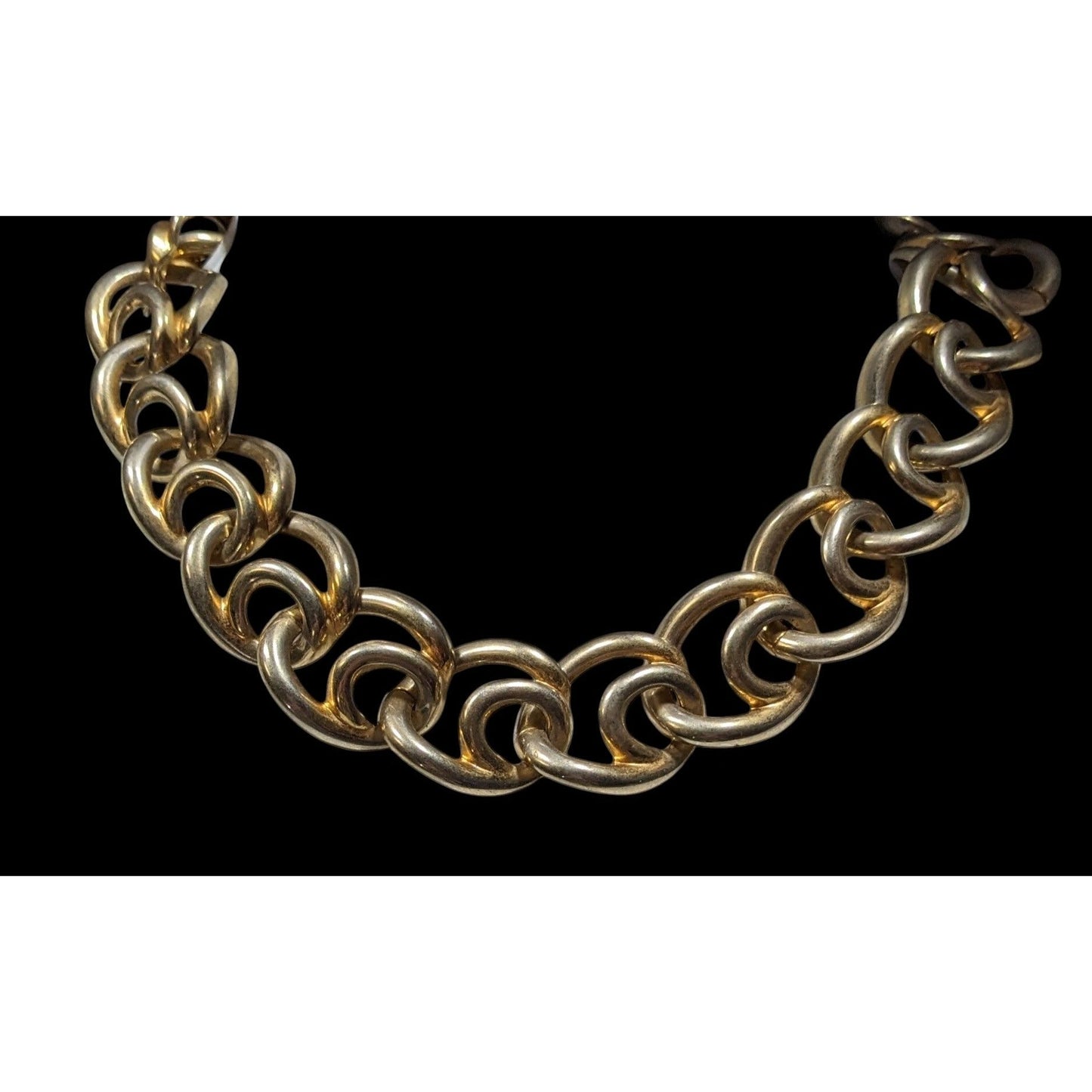 Chunky Gold Tone Chain Necklace With Large Interlocking Links