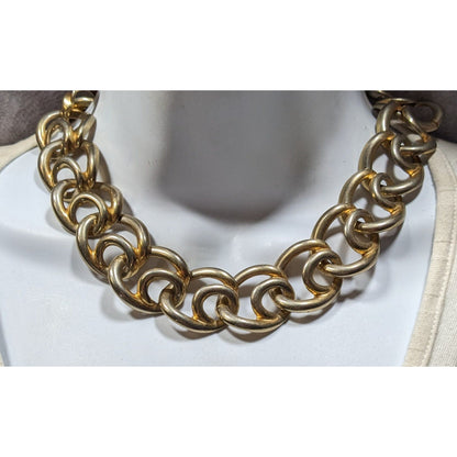 Chunky Gold Tone Chain Necklace With Large Interlocking Links