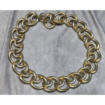 Chunky Gold Tone Chain Necklace With Large Interlocking Links
