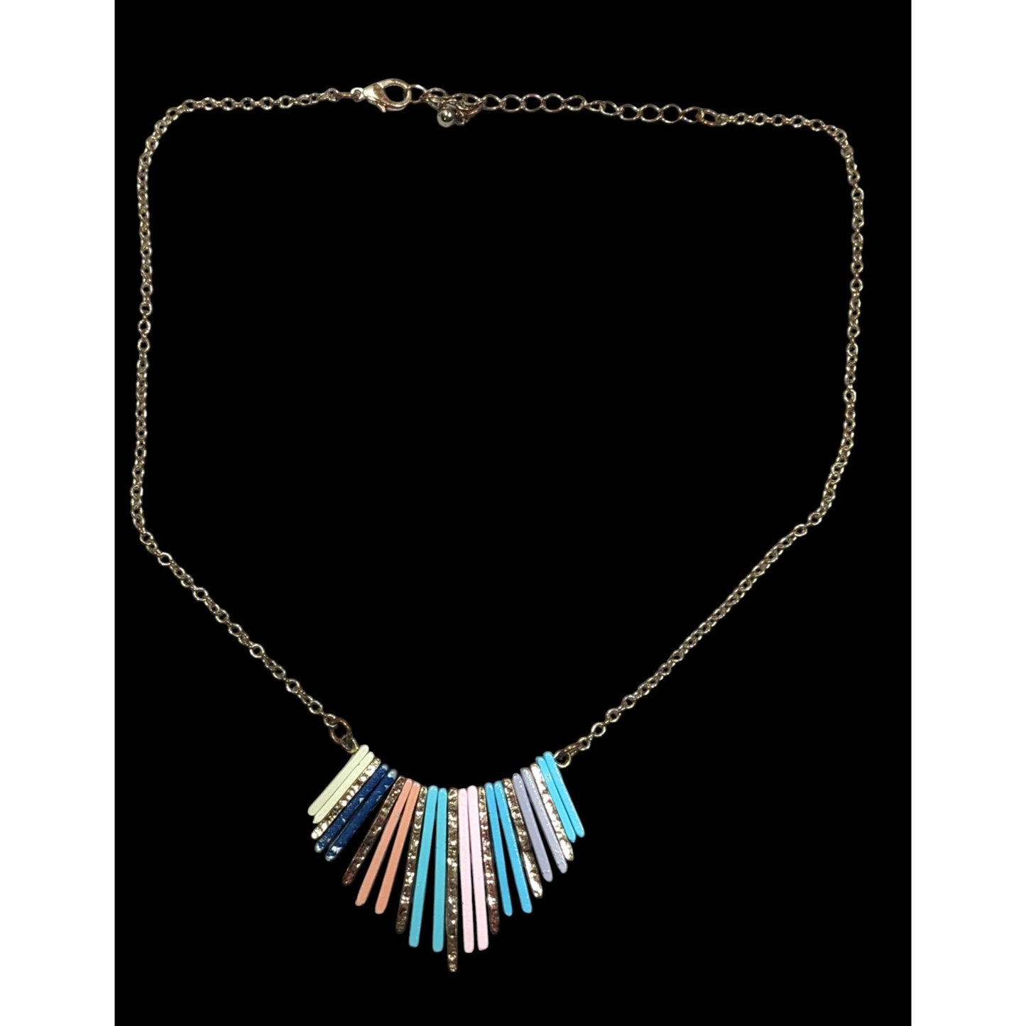 Bohemian Rainbow Cascading Key Fringe Pendant Necklace