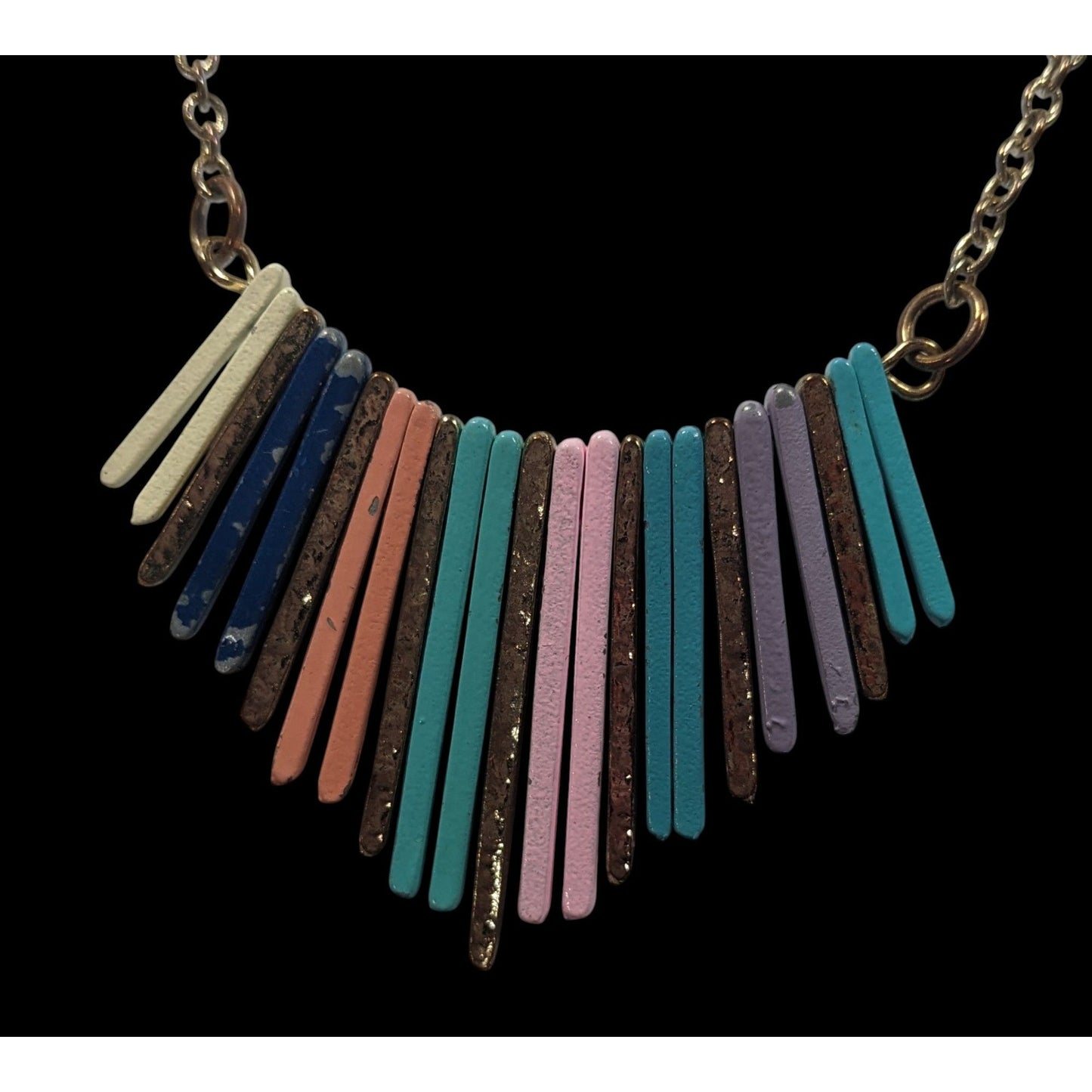 Bohemian Rainbow Cascading Key Fringe Pendant Necklace
