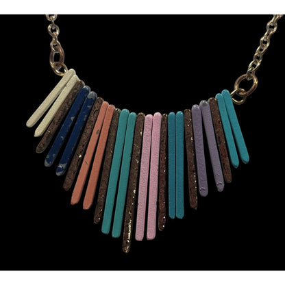 Bohemian Rainbow Cascading Key Fringe Pendant Necklace