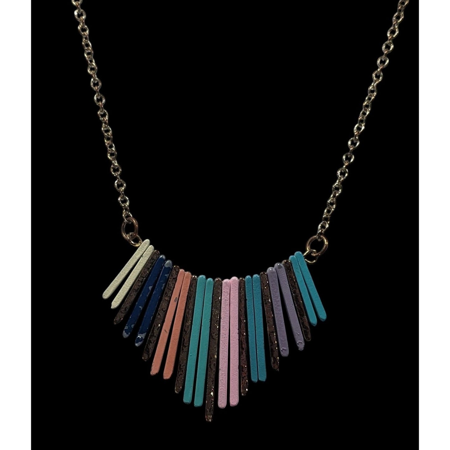 Bohemian Rainbow Cascading Key Fringe Pendant Necklace
