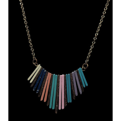 Bohemian Rainbow Cascading Key Fringe Pendant Necklace
