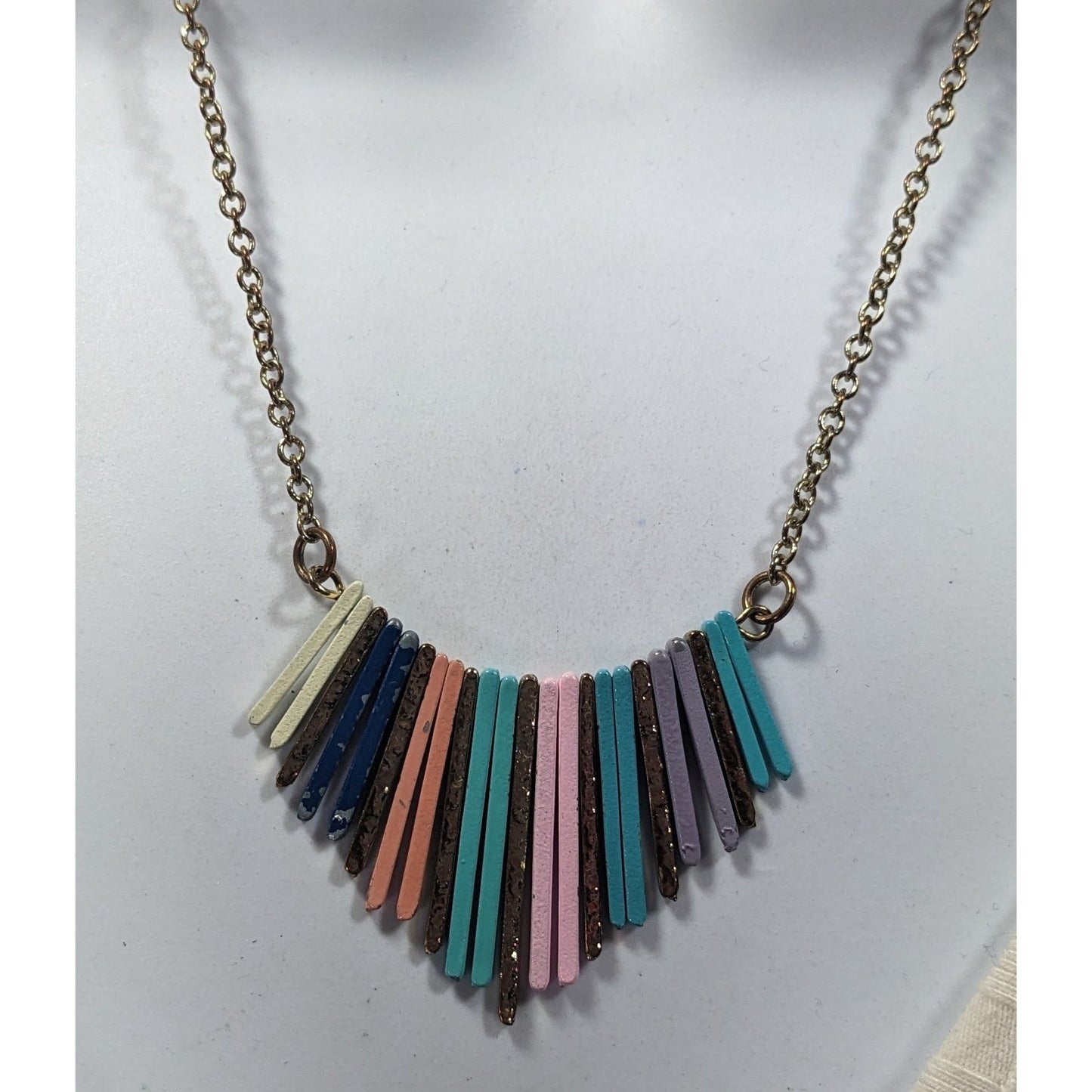 Bohemian Rainbow Cascading Key Fringe Pendant Necklace