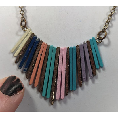 Bohemian Rainbow Cascading Key Fringe Pendant Necklace