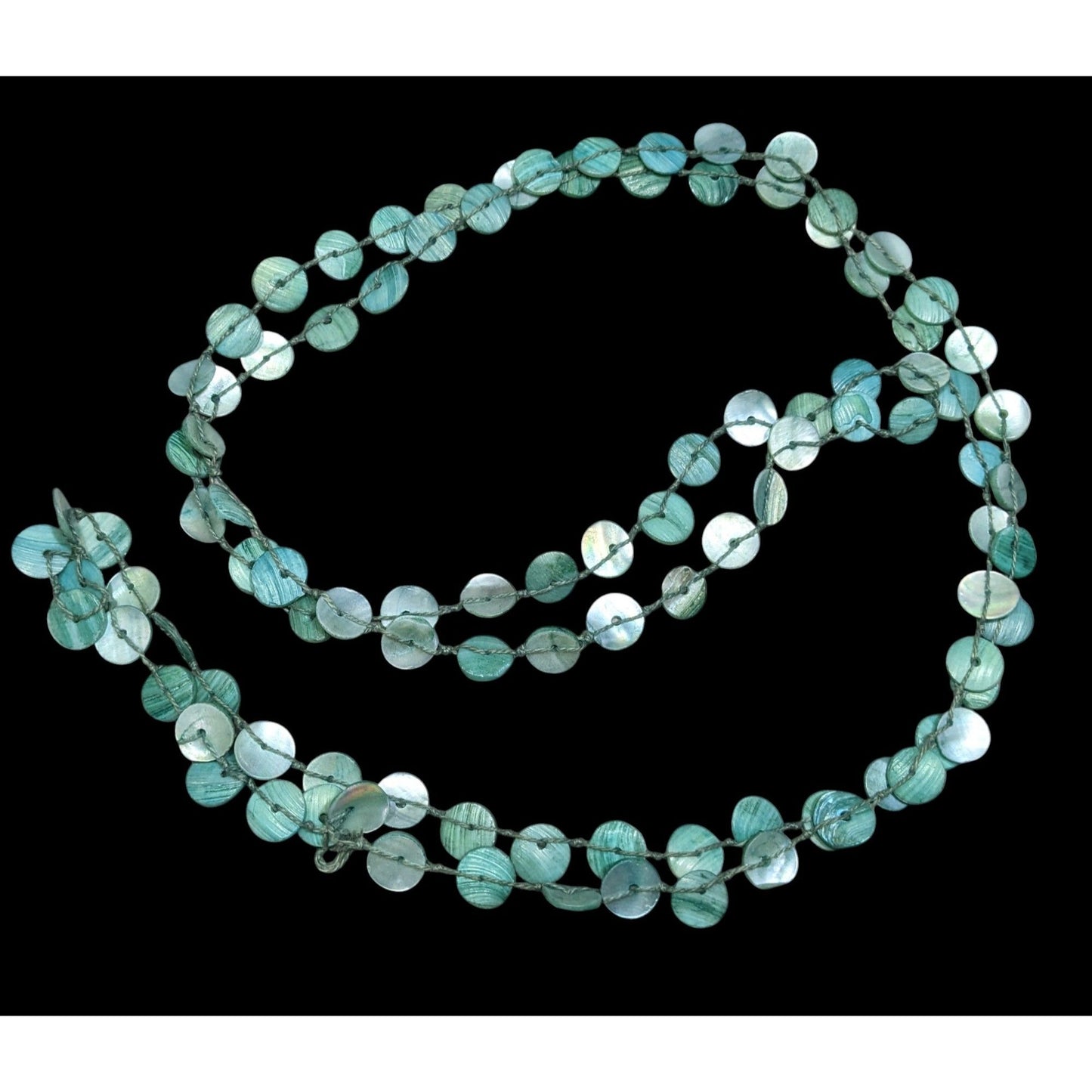 Beachy Mermaidcore Blue Shell Disc Beaded Necklace