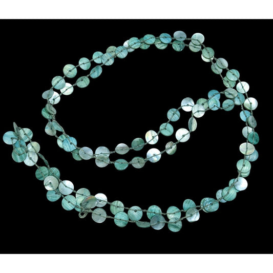 Beachy Mermaidcore Blue Shell Disc Beaded Necklace
