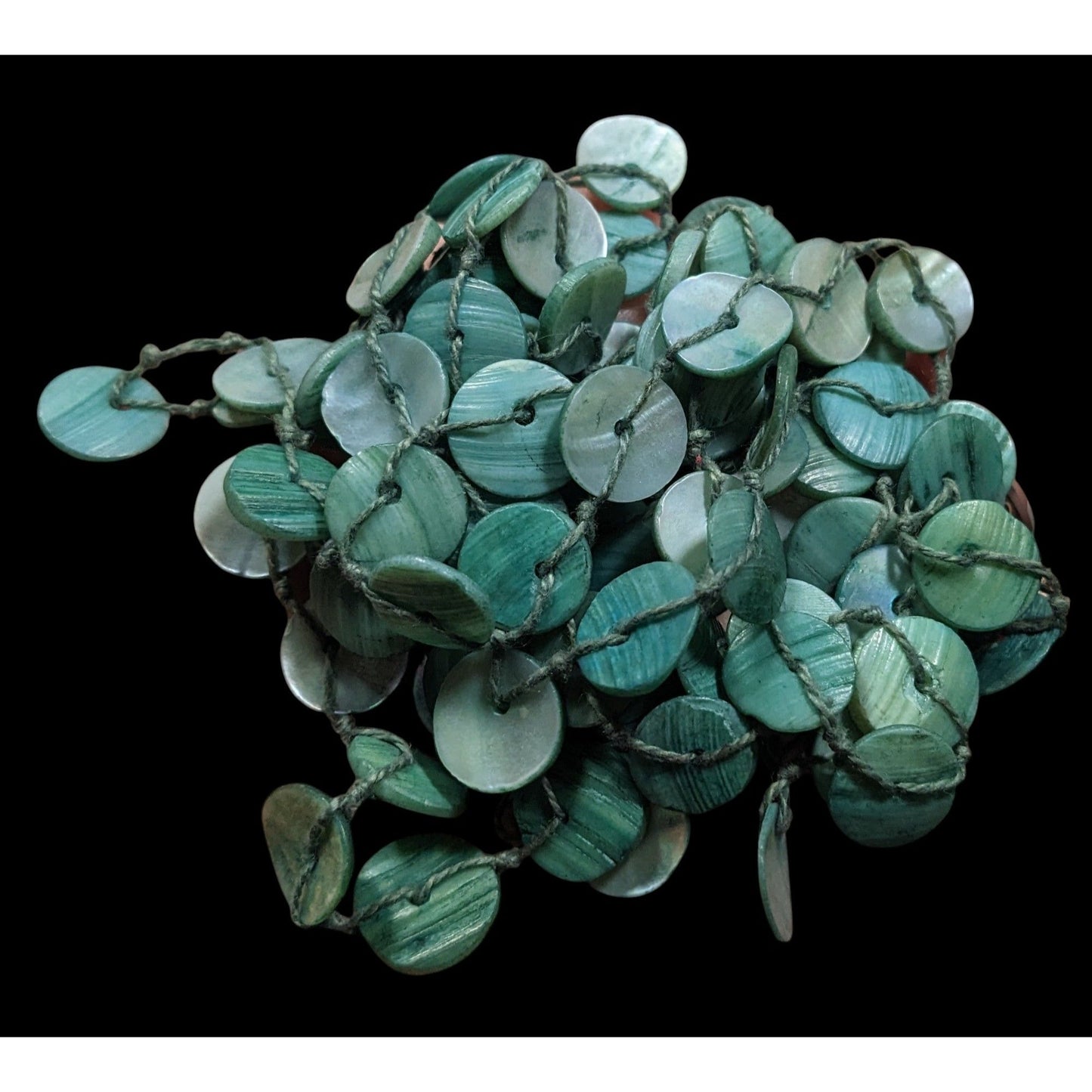 Beachy Mermaidcore Blue Shell Disc Beaded Necklace