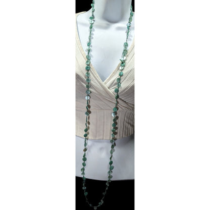 Beachy Mermaidcore Blue Shell Disc Beaded Necklace