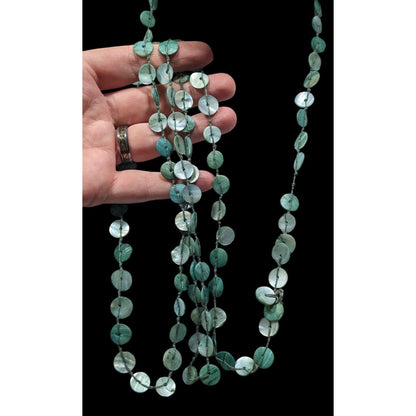 Beachy Mermaidcore Blue Shell Disc Beaded Necklace