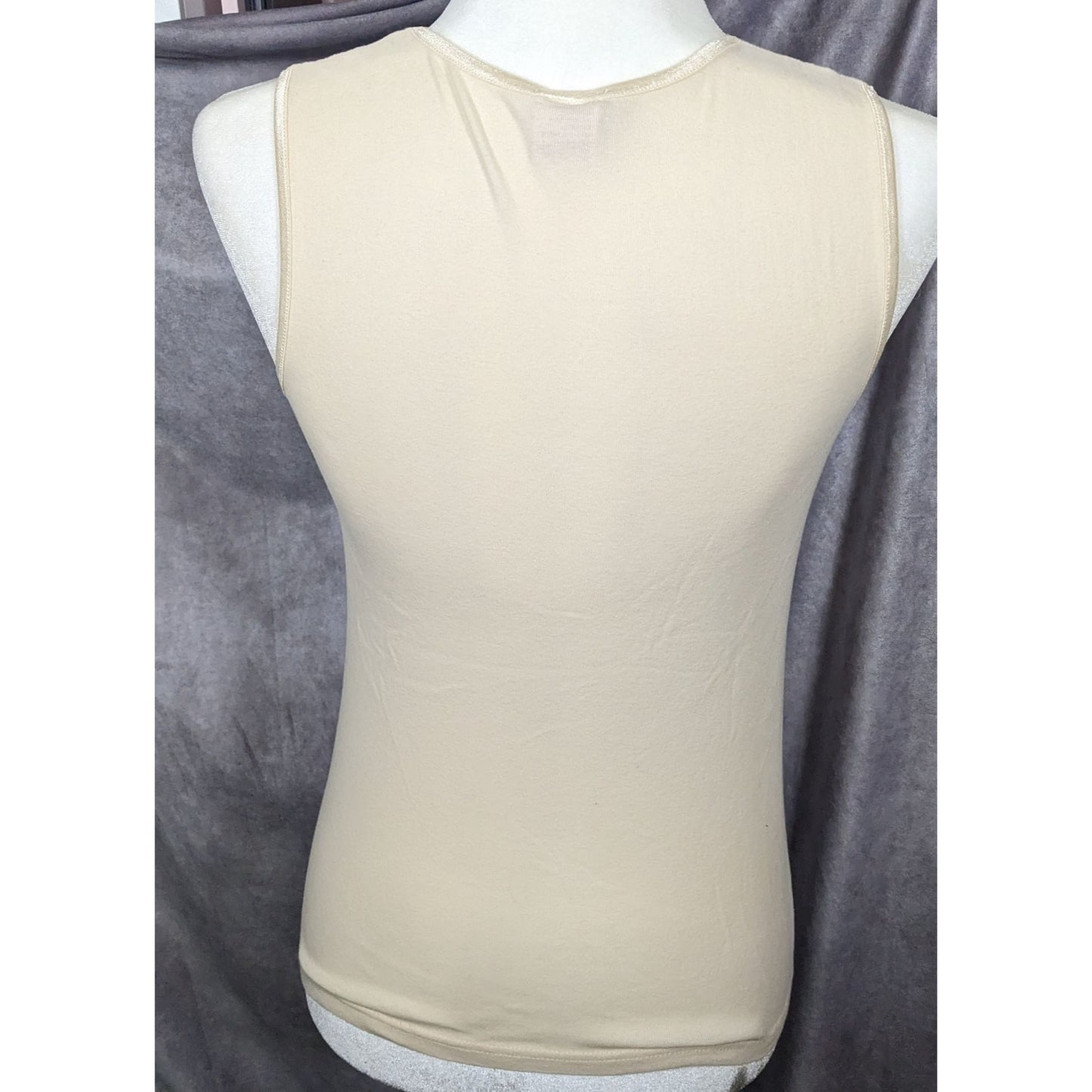 Rosette Cream Casual Sleeveless Cotton Top