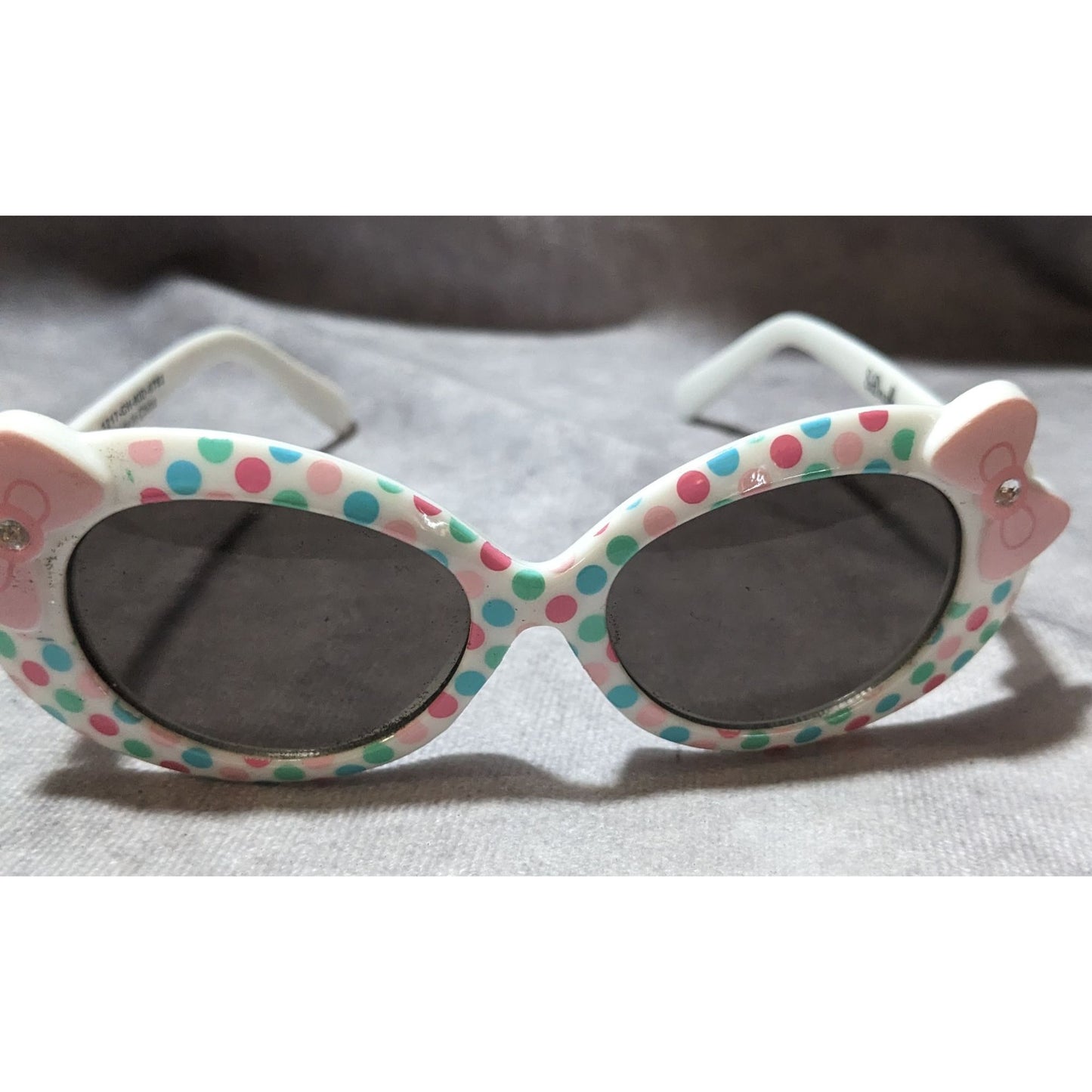 SoDorable Kids White And Pink Polka Dot Bow Sunglasses