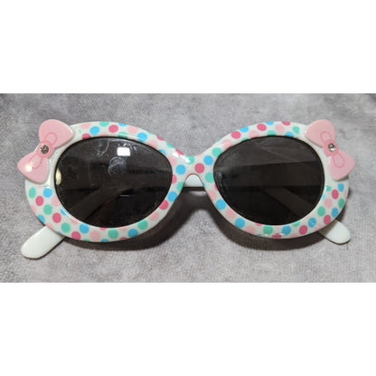 SoDorable Kids White And Pink Polka Dot Bow Sunglasses