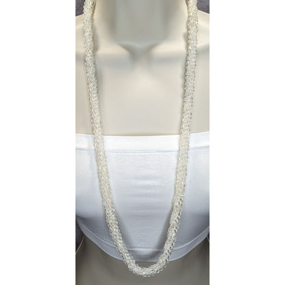 Clear Acrylic Beaded Rope Necklace Long Statement Layered Sparkle Jewelry