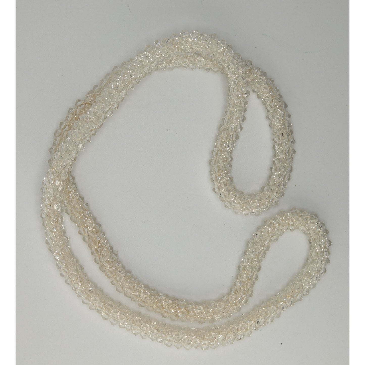 Clear Acrylic Beaded Rope Necklace Long Statement Layered Sparkle Jewelry