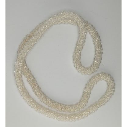 Clear Acrylic Beaded Rope Necklace Long Statement Layered Sparkle Jewelry