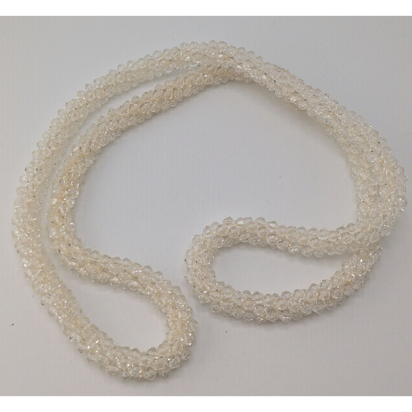 Clear Acrylic Beaded Rope Necklace Long Statement Layered Sparkle Jewelry