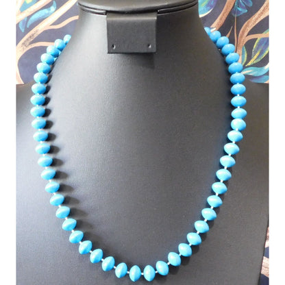 Simple Casual Sky  Blue  Beaded  Necklace