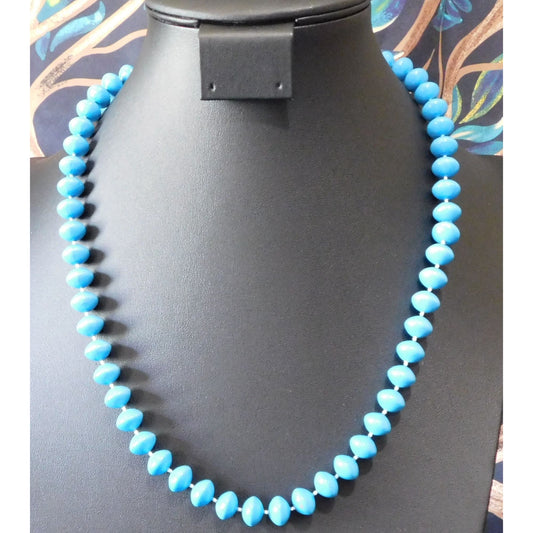 Simple Casual Sky  Blue  Beaded  Necklace