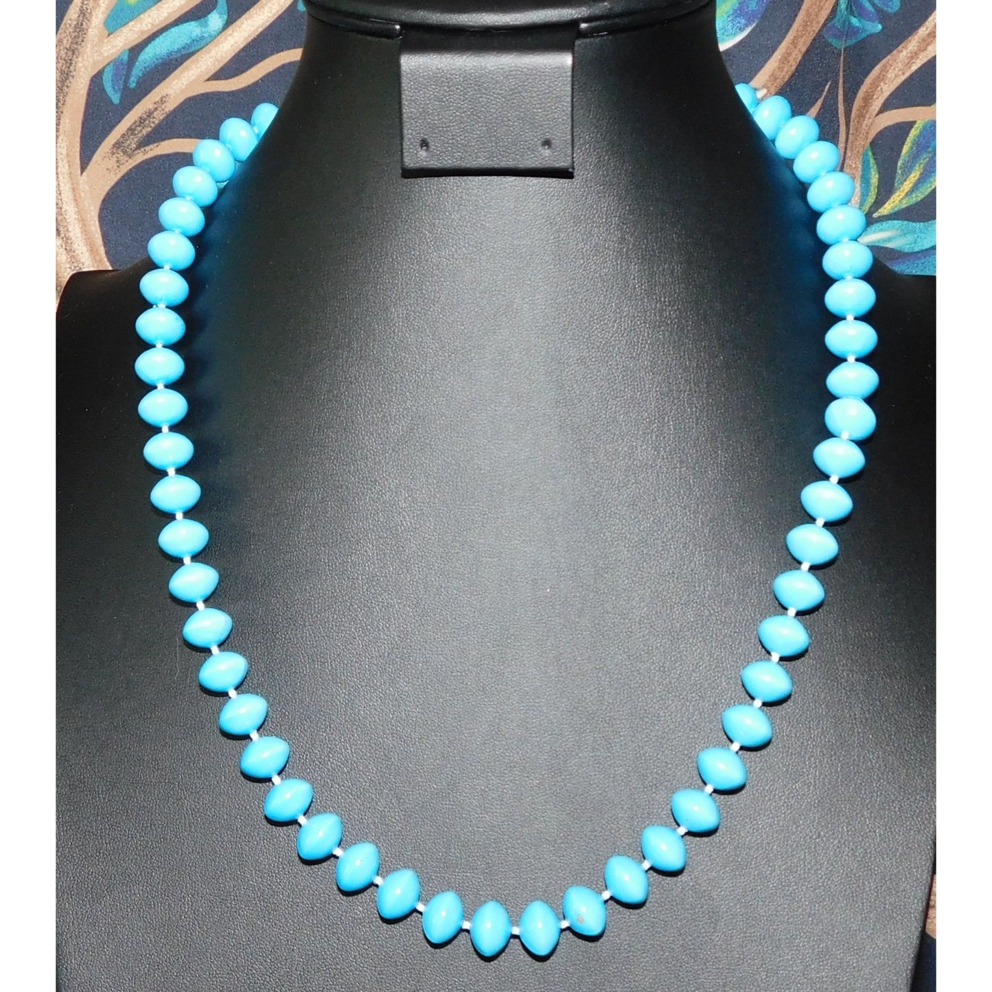 Simple Casual Sky  Blue  Beaded  Necklace