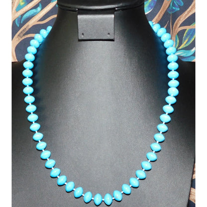 Simple Casual Sky  Blue  Beaded  Necklace