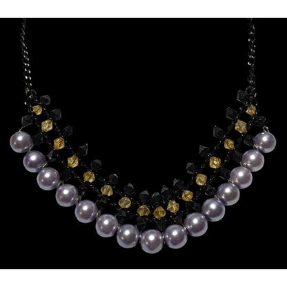 Gothic Pastel Purple Pearl Beaded Necklace