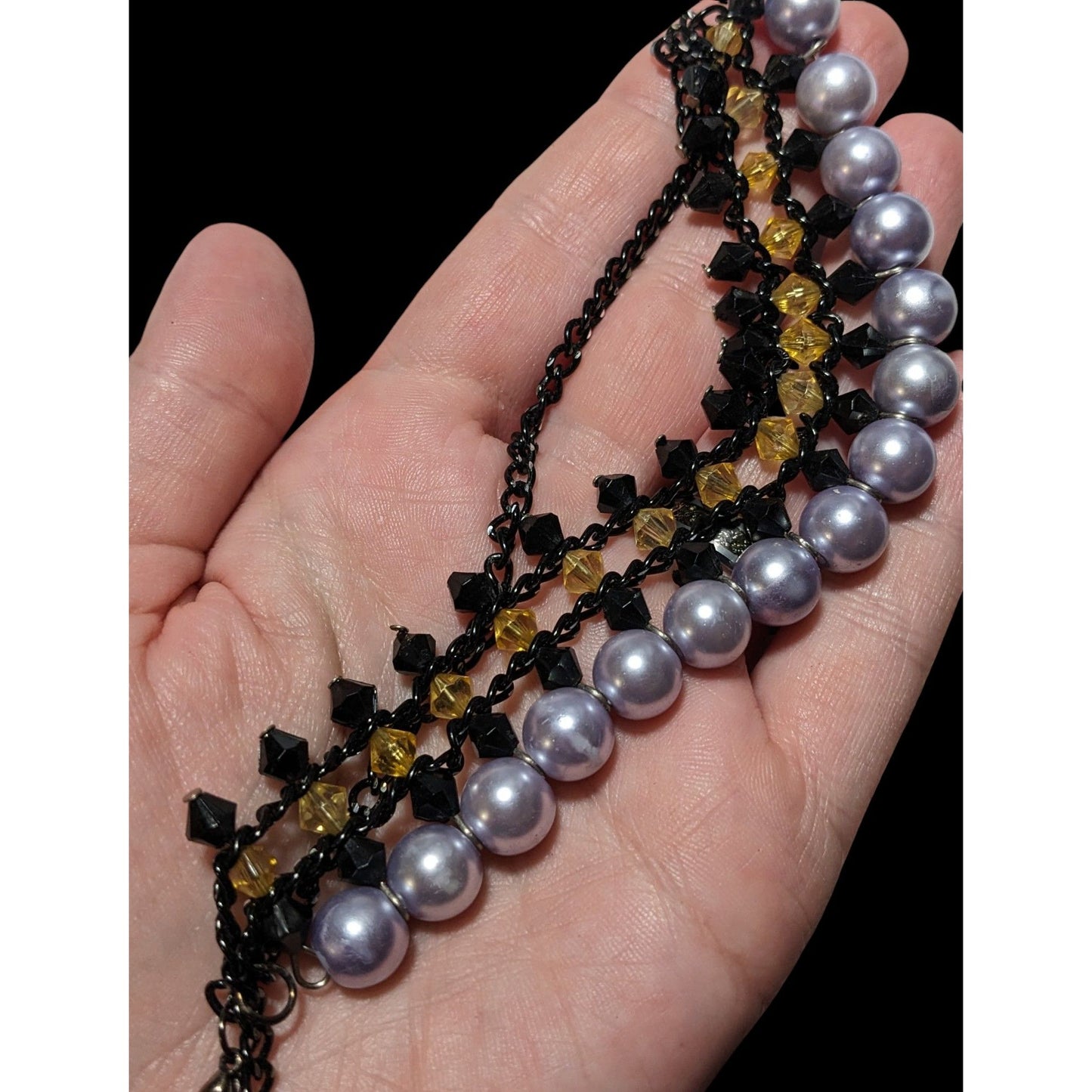 Gothic Pastel Purple Pearl Beaded Necklace