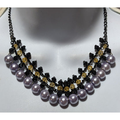 Gothic Pastel Purple Pearl Beaded Necklace