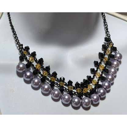 Gothic Pastel Purple Pearl Beaded Necklace