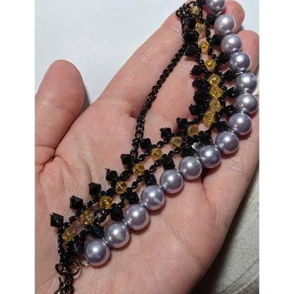 Gothic Pastel Purple Pearl Beaded Necklace