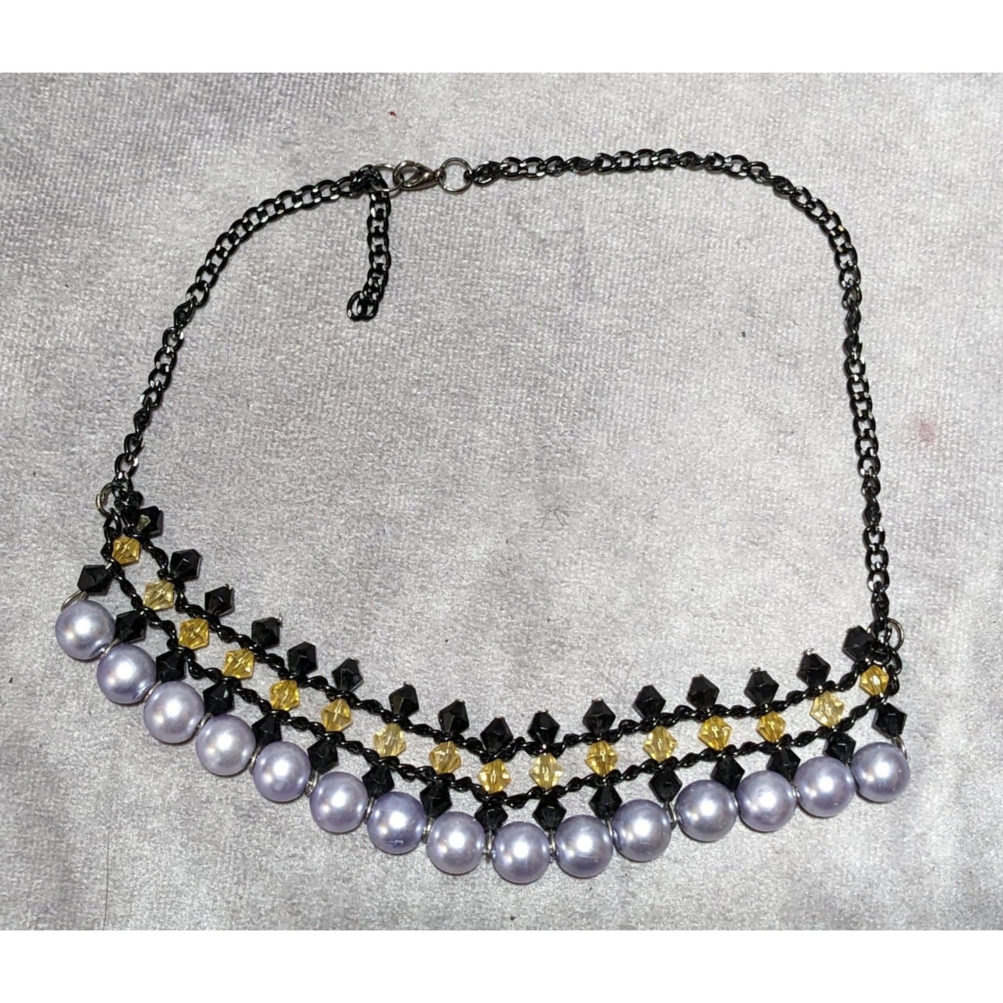 Gothic Pastel Purple Pearl Beaded Necklace