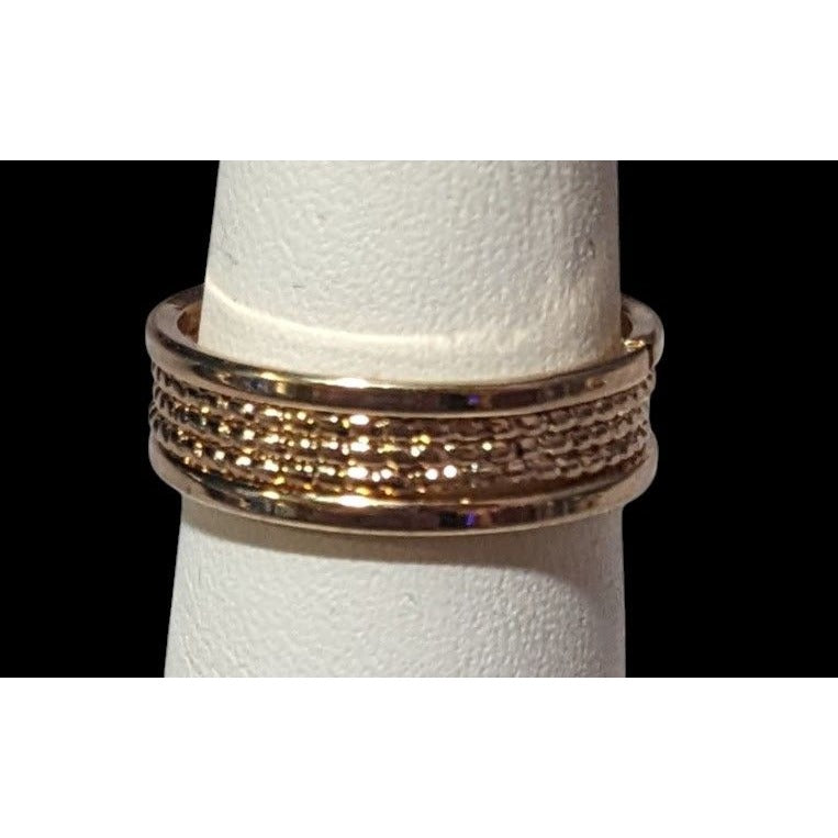 Gold Tone Rope Textured Fashion Ring Size 7