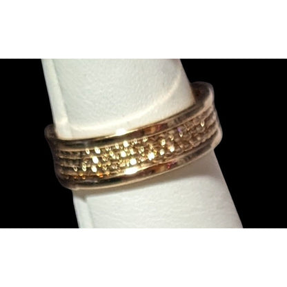 Gold Tone Rope Textured Fashion Ring Size 7