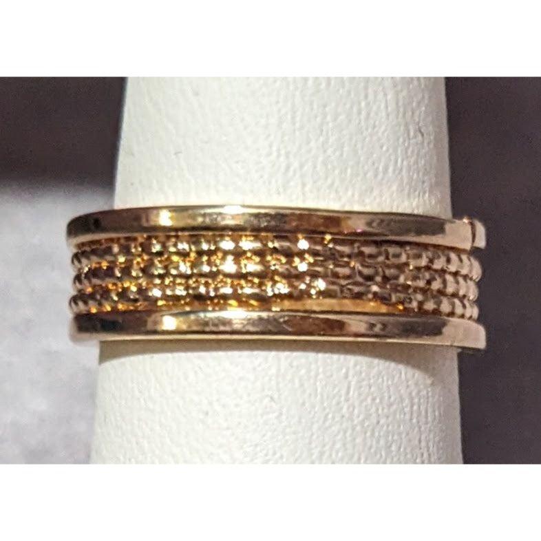 Gold Tone Rope Textured Fashion Ring Size 7