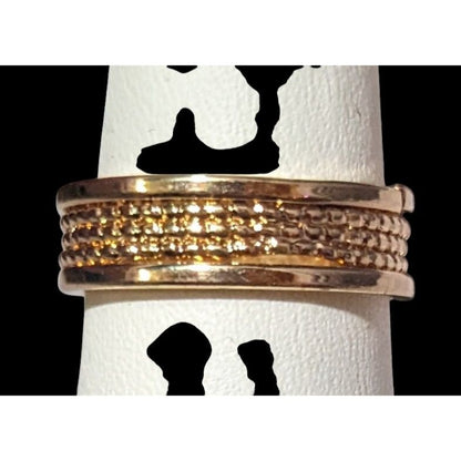 Gold Tone Rope Textured Fashion Ring Size 7
