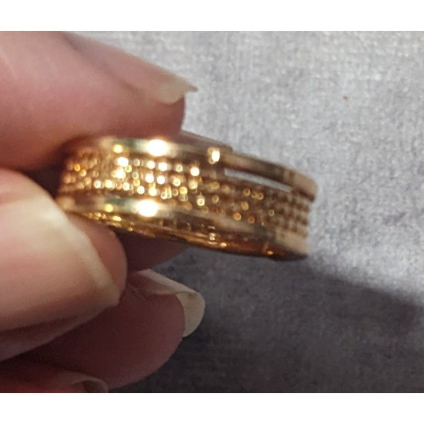 Gold Tone Rope Textured Fashion Ring Size 7