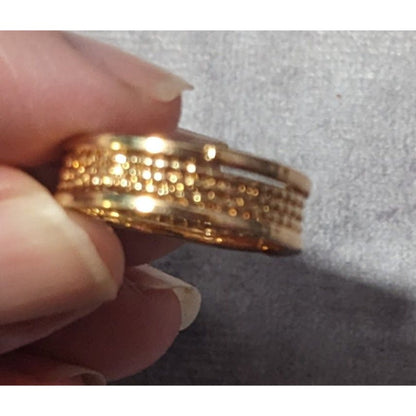 Gold Tone Rope Textured Fashion Ring Size 7