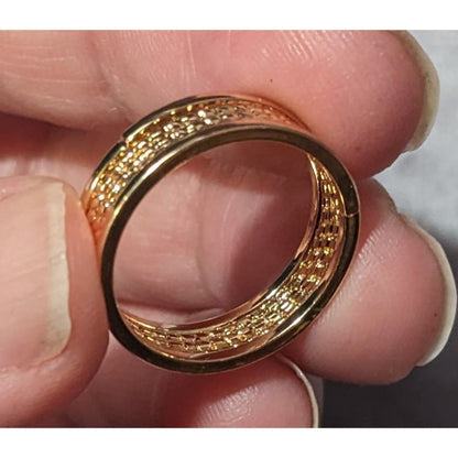 Gold Tone Rope Textured Fashion Ring Size 7