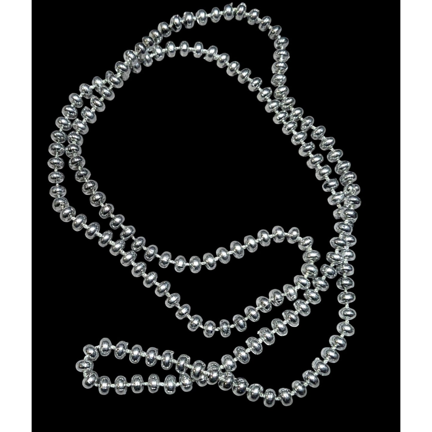 Casual Bright Silver Tone Plastic Beaded Necklace