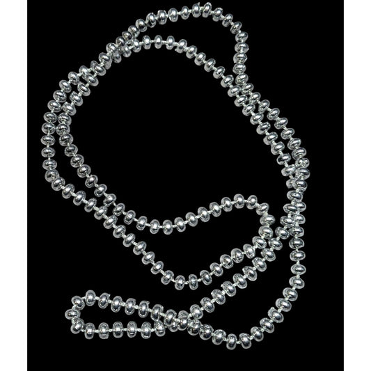Casual Bright Silver Tone Plastic Beaded Necklace