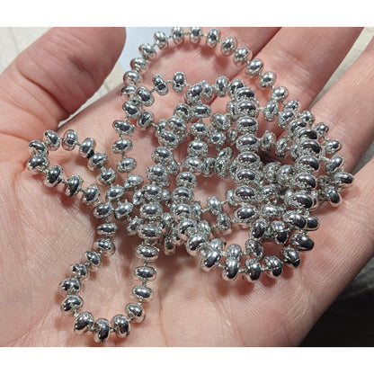 Casual Bright Silver Tone Plastic Beaded Necklace