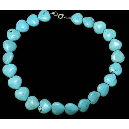 Handmade Sterling Turquoise Heart Beaded Necklace