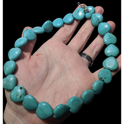 Handmade Sterling Turquoise Heart Beaded Necklace